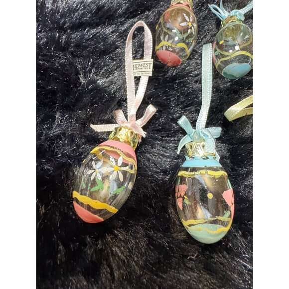 Set Of 12 Midwest Glass Hand-Painted Easter Egg Ornaments With Ribbon Hangers - Picture 4 of 10
